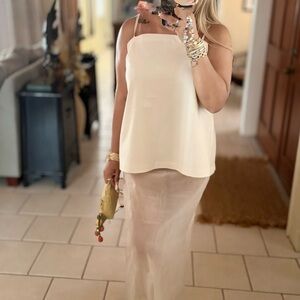 Zara Ivory Sleeveless Top and Sheer Skirt